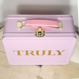 Truly Beauty Pink Metal Lunch Box Vanity Case Gold Hardware Storage Tin